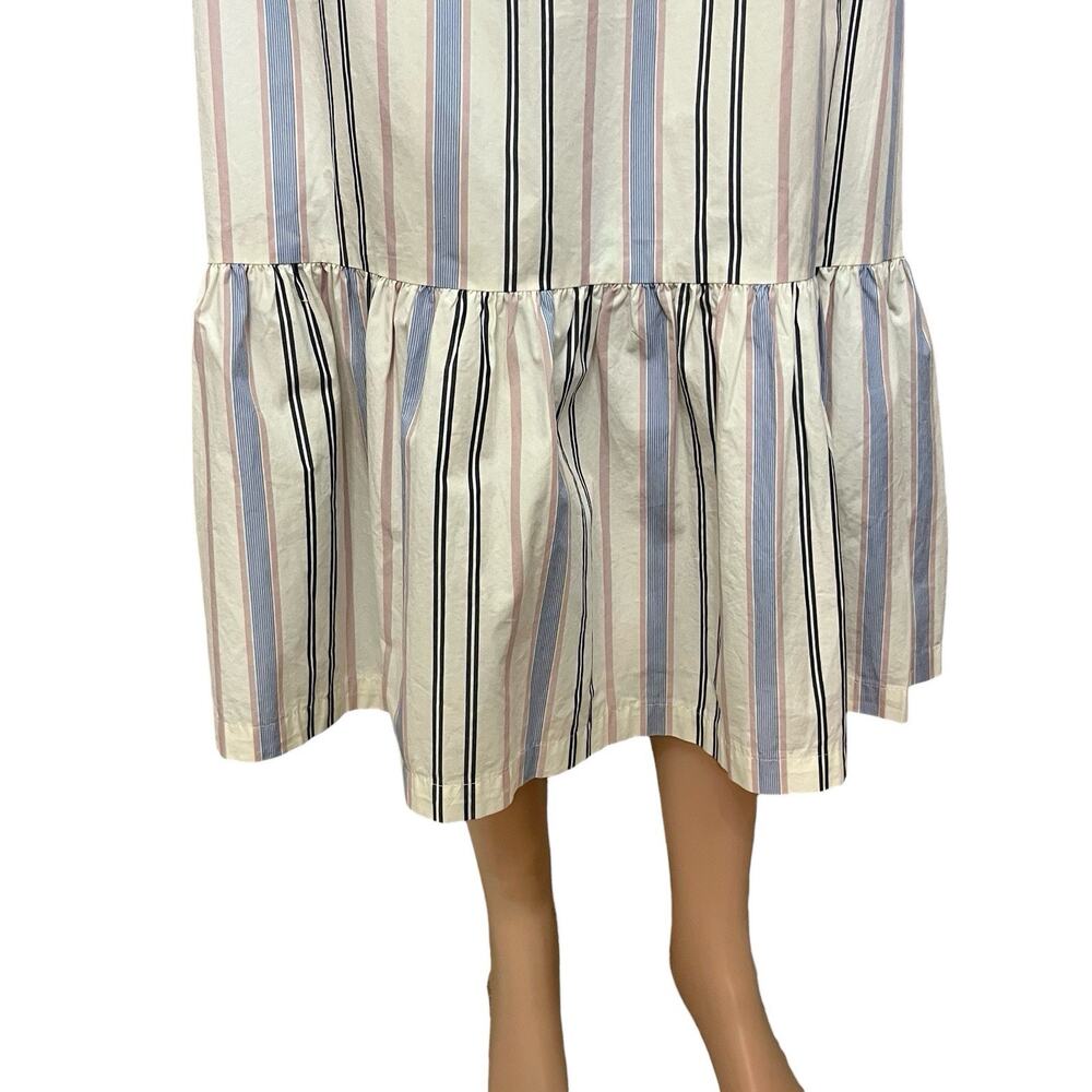 A New Day Striped Poplin Midi Skirt XXL Tiered Colorful Preppy Casual Pull On - Picture 2 of 10